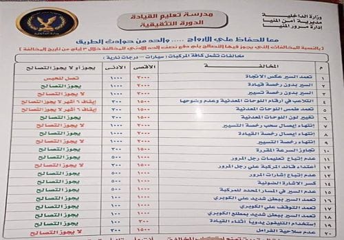 قيمة مخالفات المرور في مصر 2023